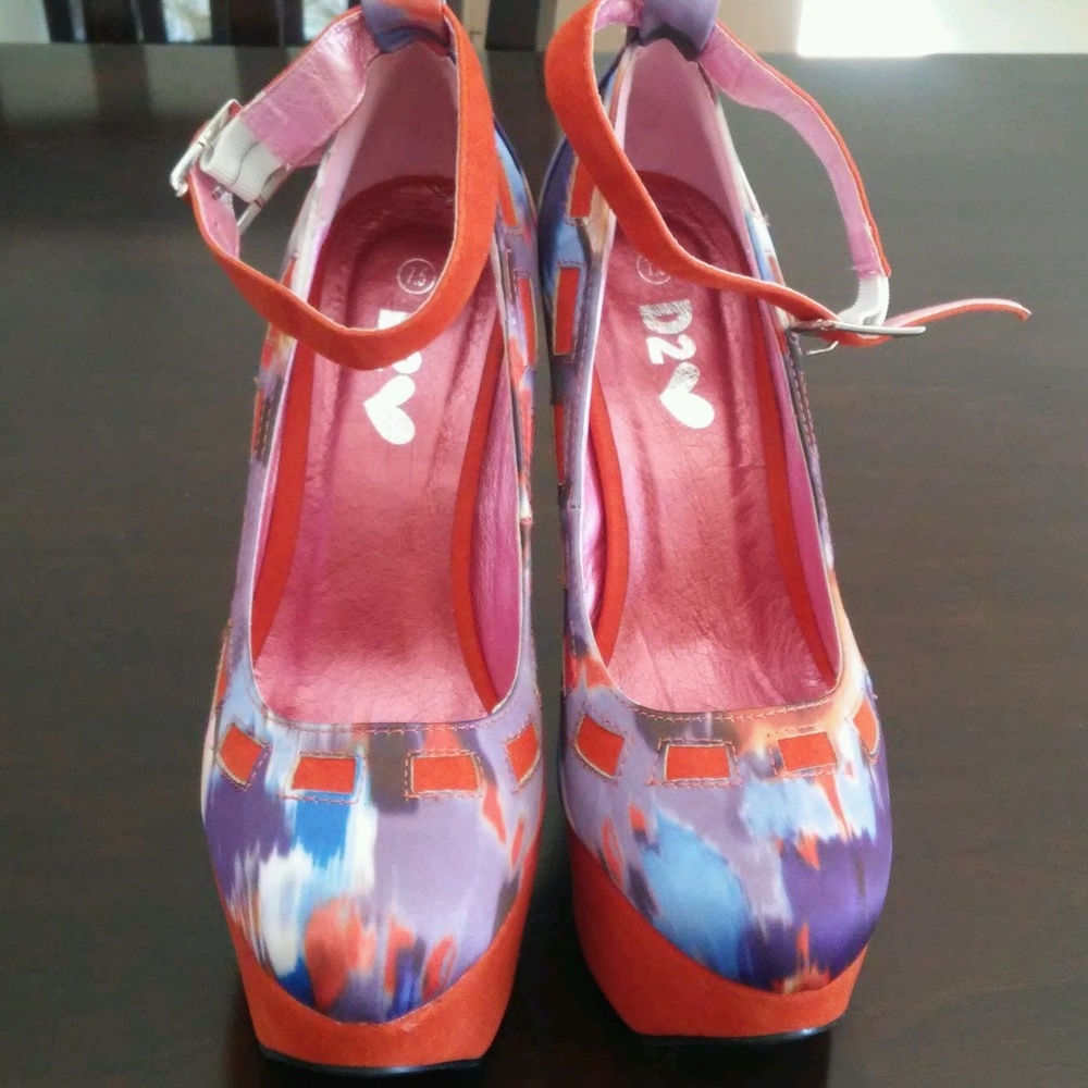 Orange-multi Platform heels